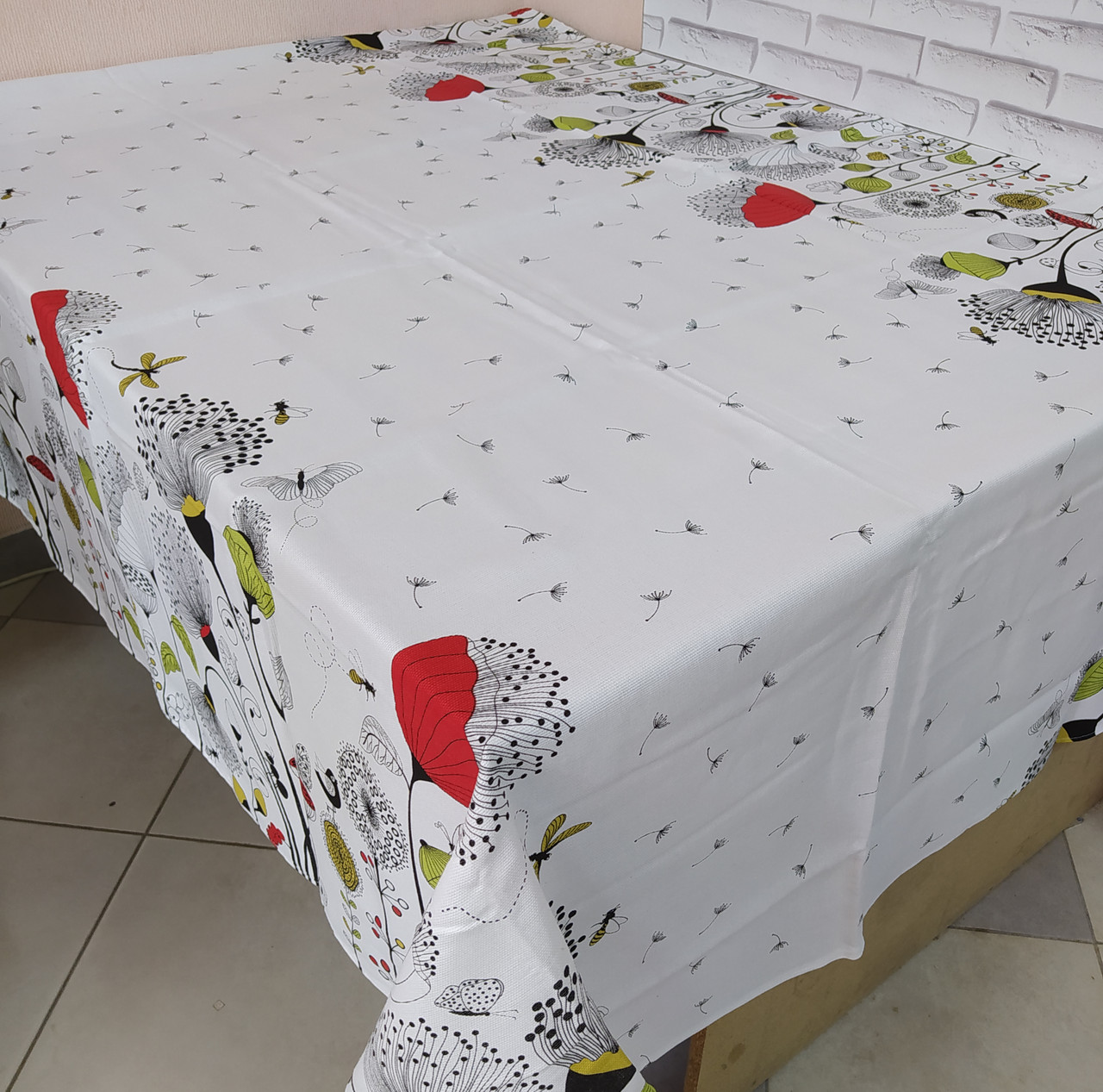 Скатертина лляна 220x150 розмір для святкового столу (N-817)