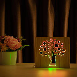 Світильник нічник із дерева ArtEcoLight LED "Деревце" з пультом і регулюванням світла, подвійним RGB