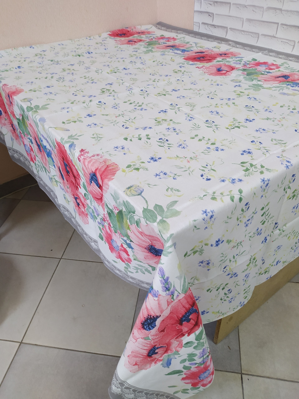 Скатертина лляна 220x150 розмір для святкового столу (N-825), фото 1