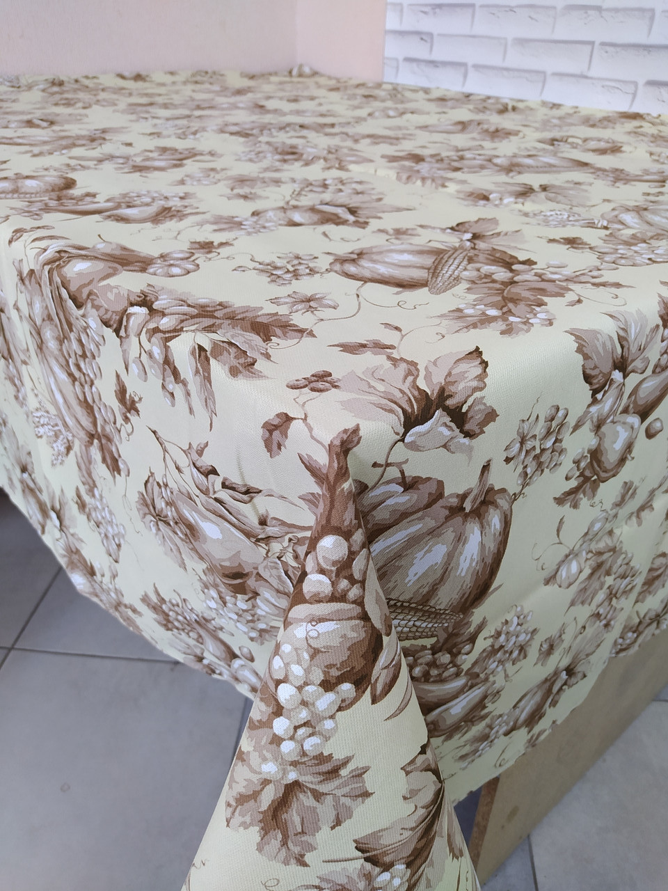 Скатертина лляна 220x140 розмір для святкового столу (N-829)