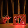 Світильник нічник із дерева ArtEcoLight # 1/2 LED "Кіт і мишка" з пультом і регулюванням світла, RGB, фото 3