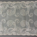 Ажурне мереживо вишивка на сітці: бежева вишивка на бежевій сітці, ширина 27 см, фото 4