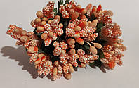 Букетик із декоративними квіточками та тичинками. Розмір 8.5 см, колір персиковий