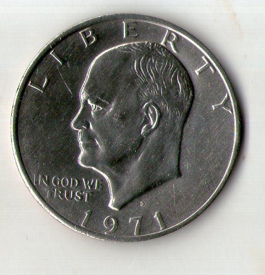 США 1 долар 1971 року місячний.Ейзенхауер Noбн, фото 1