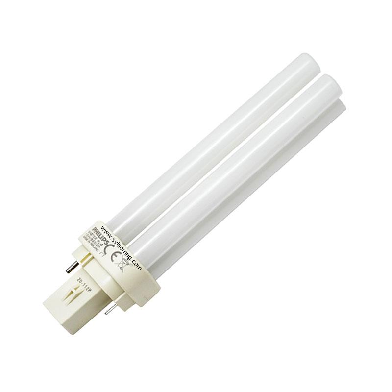 Лампа компактна люмінесцентна енергоощадна PHILIPS Master PL-C 18W/830/2P G24d-2, фото 1