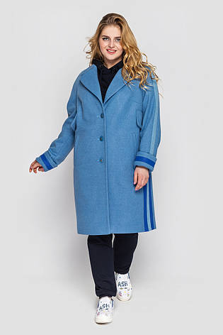 Модне пальто для повних дівчат блакитне, фото 2
