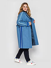Модне пальто для повних дівчат блакитне, фото 3