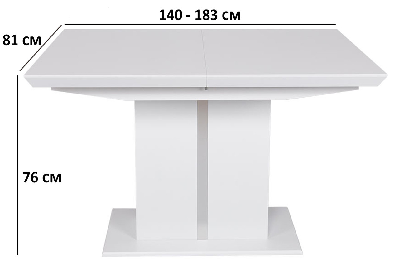 Білий глянцевий розкладний стіл Nicolas Amsterdam 140-183х81см для кухні на одній ніжці в стилі модерн