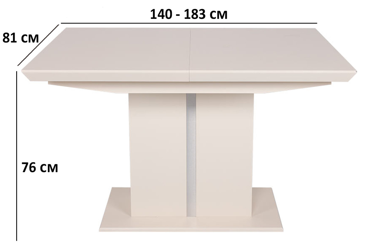 Розкладний стіл Amsterdam 140-183х81см слонова кістка для кухні на одній ніжці в стилі модерн, фото 1