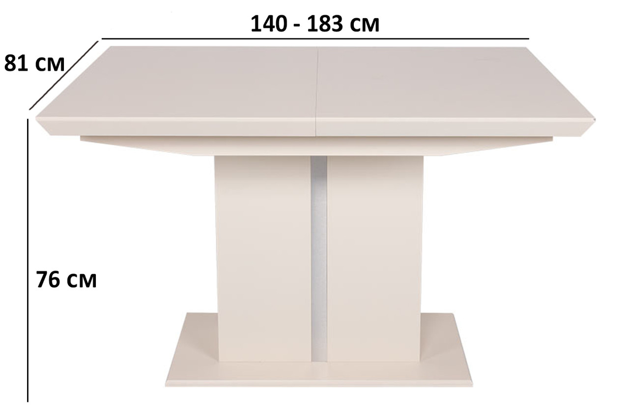 Розкладний стіл Nicolas Amsterdam 140-183х81см слонова кістка для кухні на одній ніжці в стилі модерн