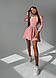 Рожеве трикотажне плаття з відкритими плечима з мереживом, фото 2