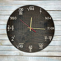 Часы настенные из дерева, подарок учителю математики, часы с формулами