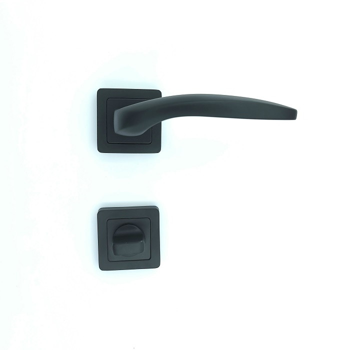 Комплект 1 Ручка на квадратній розетці TRION LUNA 74 AL-AL MB (black)