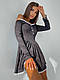 Чорне трикотажне плаття з відкритими плечима з мереживом, фото 6