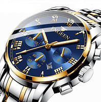 Часы мужские FNGEEN с датой Fashion Business Blue Часы наручные