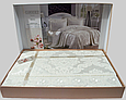 Покривало на двоспальне ліжко Туреччина красиве з мереживом, постільна білизна і покривала 240х260 Кремовий, фото 2