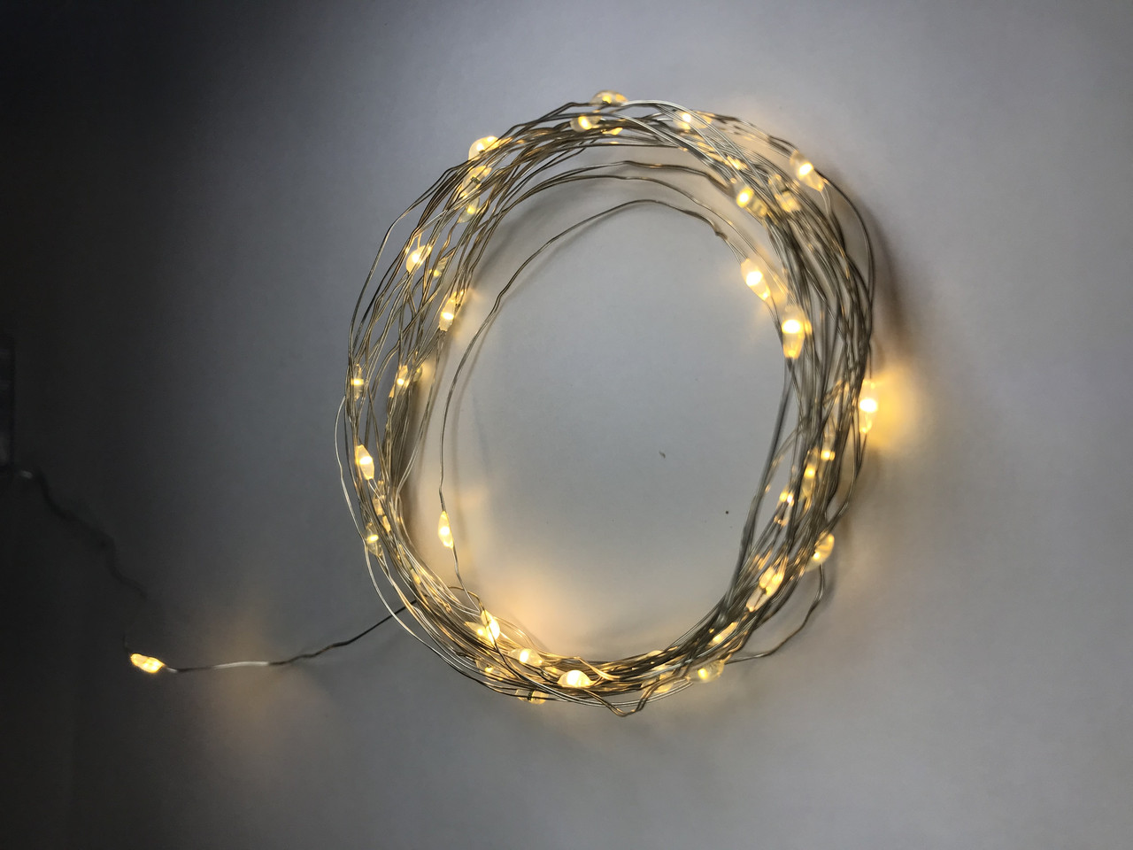 Гірлянда нитка світлодіодна на батарейках тепла 50 LED 5м