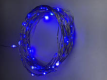 Гірлянда нитка світлодіодна на батарейках синя 50 LED 5м