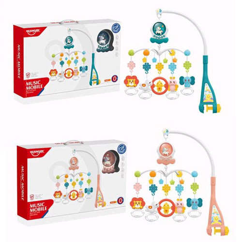 Карусель на ліжечко HE0311-0312 (6 шт.) підвіски-брязкальце5шт, муз, світло, 2кв,бат, в кор-ке,46-29-7,5 см, фото 1