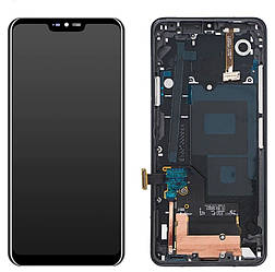 Дисплей для LG G7 ThinQ G710 / LG G7 Plus, модуль (екран і сенсор) з рамкою — панеллю, чорний, оригінальний