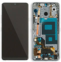 Дисплей для LG G7 ThinQ G710 / LG G7 Plus, модуль (екран і сенсор) з рамкою — панеллю, сірий, оригінальний
