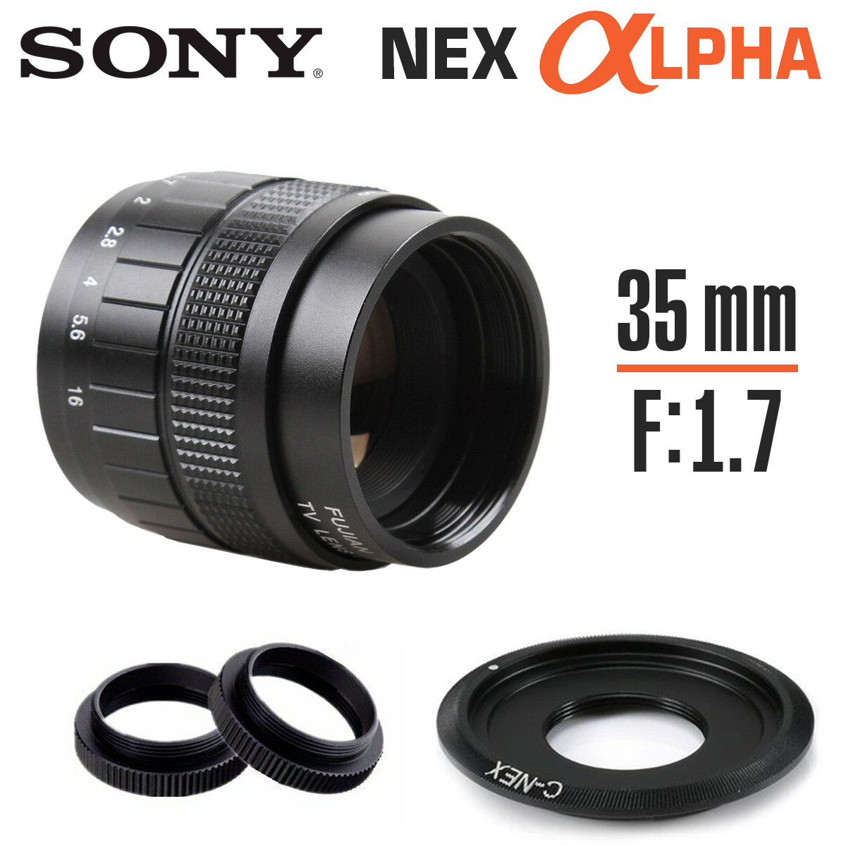 Fujian 35mm f/1.7 об'єктив Sony Alpha NEX E-mount світлосильний мануальний фікс чорний макро APS-C