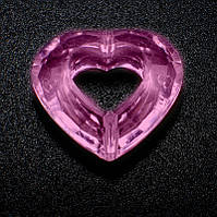 Бусина сердце грани розовое H28мм. W28мм. Уп.примерно 174шт.