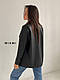 Стильна шкіряна чорна жіноча сорочка з двома кишенями, фото 4