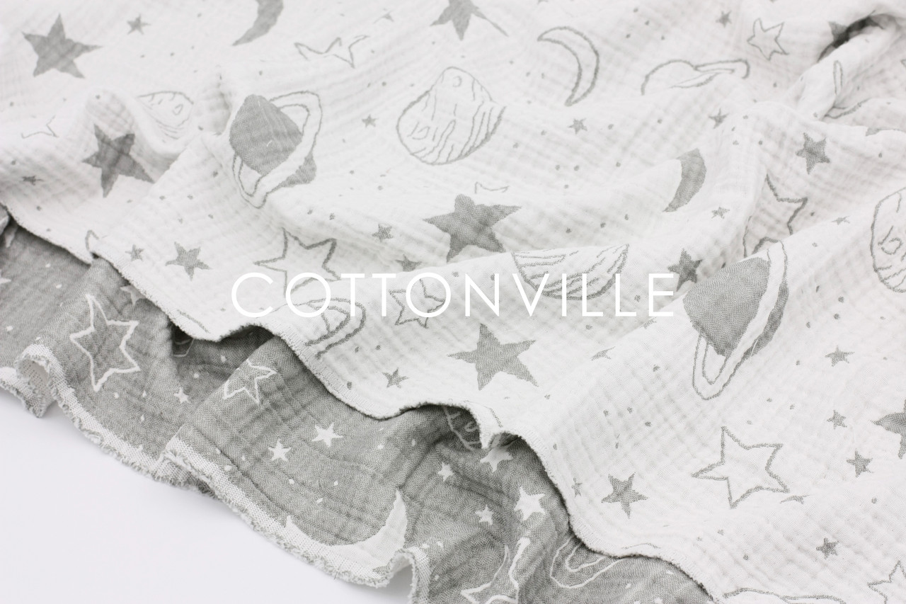 4-шаровий жакард-муслін двосторонній Космос сірий 135 см (залишок 1.80 мп), фото 1