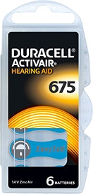 Батарейки для слухових апаратів Duracell Activair 675, 6 шт.