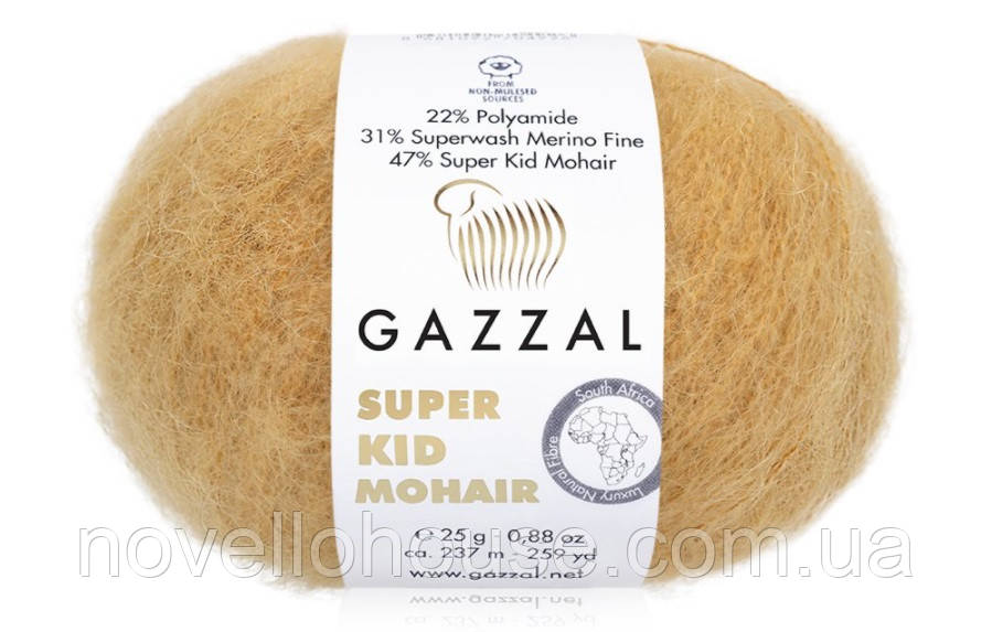 Gazzal SUPER KID MOHAIR (Супер Кид Мохер) № 64423 желтый (Пряжа мохер, нитки для вязания) - фото 1 - id-p1461899186