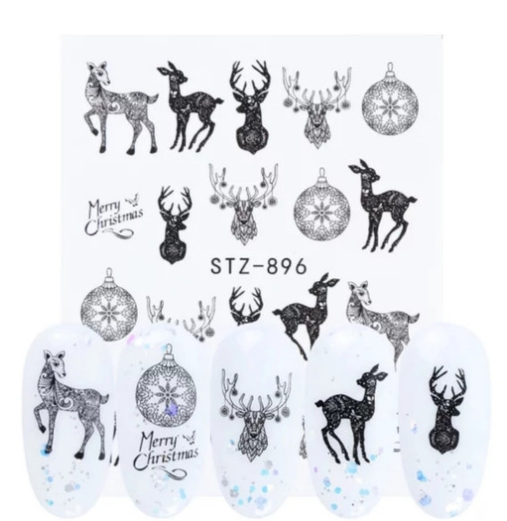 Новорічні стікери для нігтів - розмір наклейки 6*5см, інструкція в описі товару, фото 1