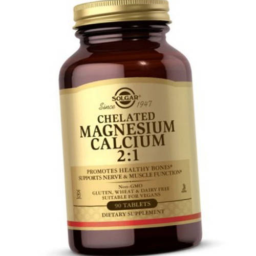 Магний Кальций (хелат) Солгар Chelated Magnesium Calcium 2:1 90 капсул ...