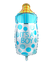 Фольгована куля фігурна Пляшечка блакитна, 65 см