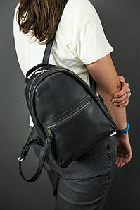 Жіночий шкіряний рюкзак Лімбо, розмір середній, натуральна шкіра італійський Краст колір Чорний