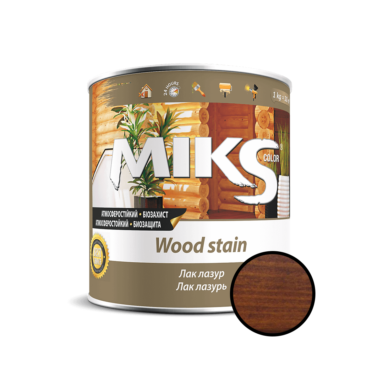 Лазур для дерева Miks Color тік напівглянсовий 1.6кг, фото 1