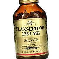 Олія насіння льону Solgar Flaxseed Oil 1250 mg 250 гелевих капсул