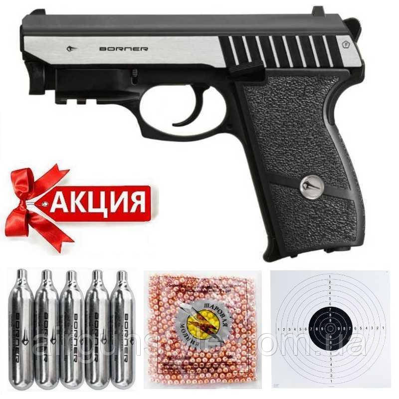 Пістолет пневматичний Borner Panther 801 (BlowBack) з ЛЦУ