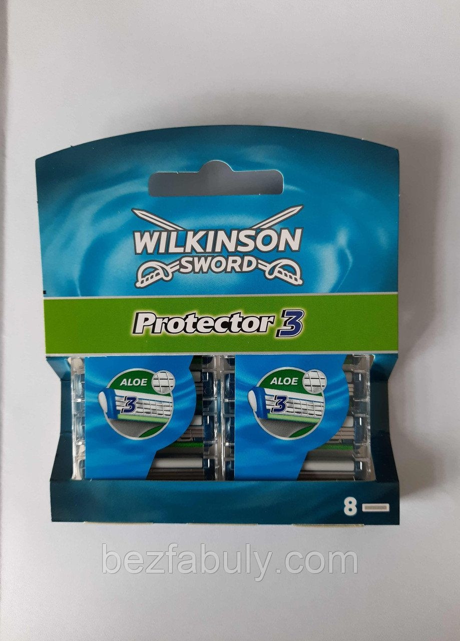 Кассеты для бритья мужские Schick Wilkinson Protector 3 8 шт. ( лезвия Шик Протектор 3 Оригинал Германия) - фото 1 - id-p1458745190