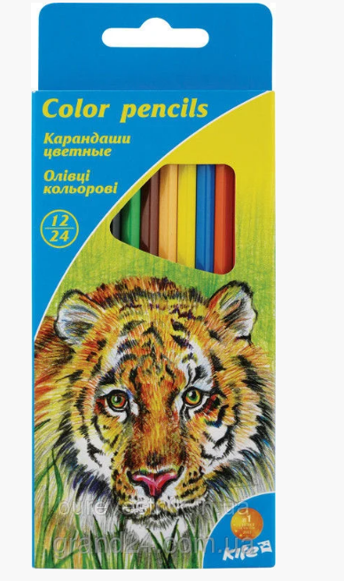 Олівці кольорові двосторонні 24 кол/12 шт Kite K15-054K, фото 1