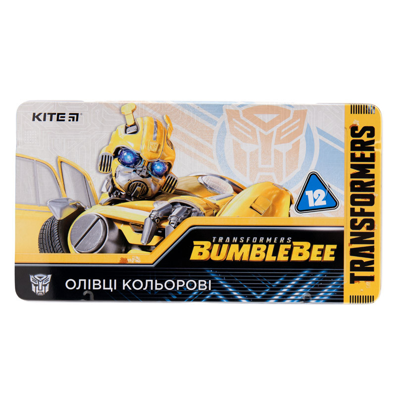 Олівці кольорові 12 кол Kite тригранні в метал. пеналі TF19-058