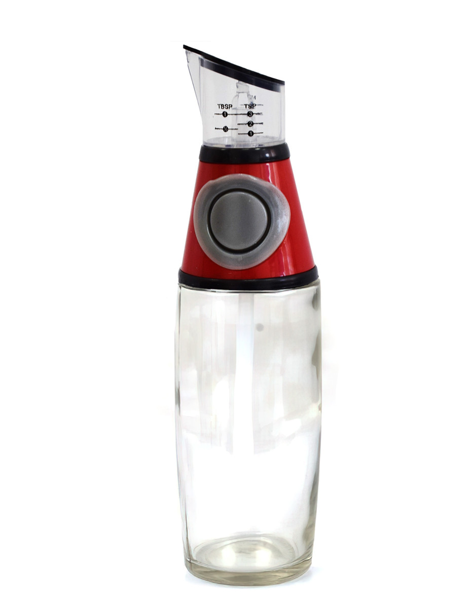 Пляшка для олії з дозатором, press and measure oil dispenser, червоний,  пляшка для олії та оцту, фото 1