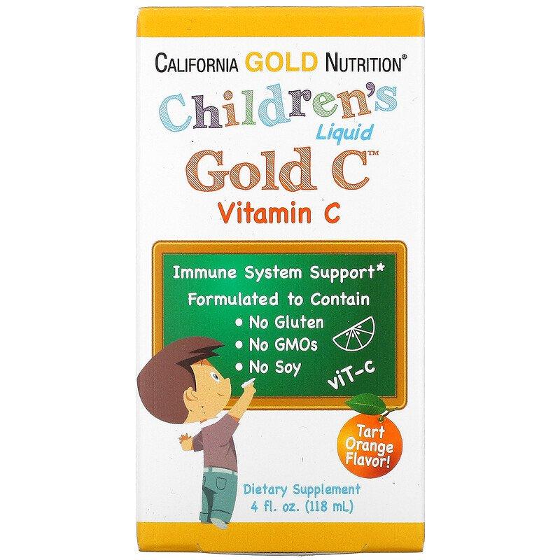 California Gold Nutrition, вітамін C у рідкій формі для дітей, класу USP, зі смаком терпкого апельсина, 118 м