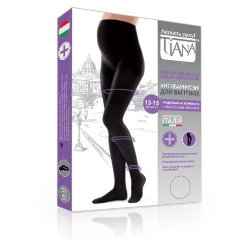 Компресійні колготки для вагітних з мікрокоттоном профілактичні - Tiana Тип 980 (чорні)