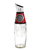 Стеклянная бутылка для масла с дозатором, press and measure oil dispenser, красный, для масла и уксуса (ST)