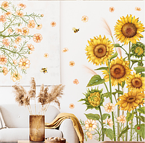 Вінілові наклейки на стіну Польові квіти соняшники (лист 60 х 90см)  Б139, фото 5