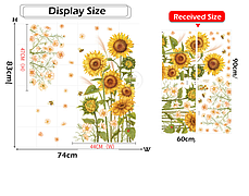 Вінілові наклейки на стіну Польові квіти соняшники (лист 60 х 90см)  Б139, фото 2