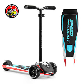 Дитячий триколісний самокат Best Scooter MAXI HW-00308 Чорно-блакитний з персиковим