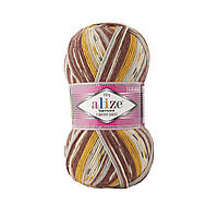 Пряжа Alize Superwash Comfort (Супервош Комфорт) 7652 осенний меланж (носочная, нитки для вязания, полушерсть)