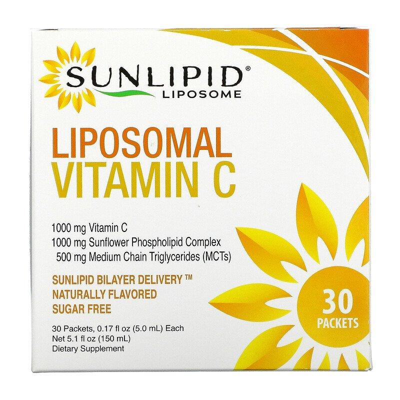 Sunlipid, ліпосомальний вітамін C з олією з MCT, 30 пакетиків по 5 мл